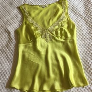Beautiful 100% silk camisole top - chartreuse!